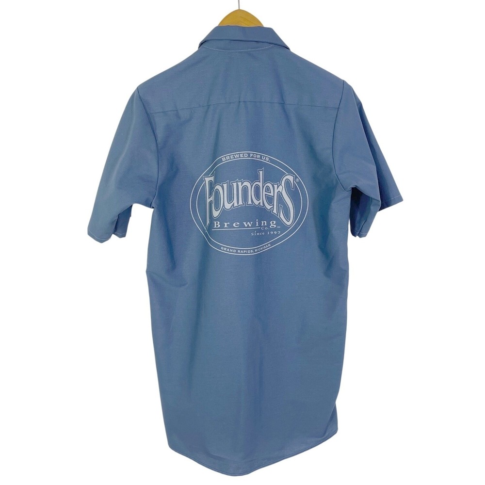 Red Kap‎ Founders Brewing Mechanic Work Shirt Button Up Men's S Short Sleeve - Picture 11 of 12